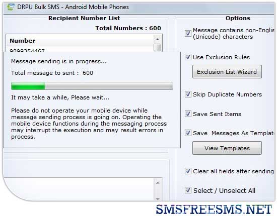 Android Bulk Messaging screenshot